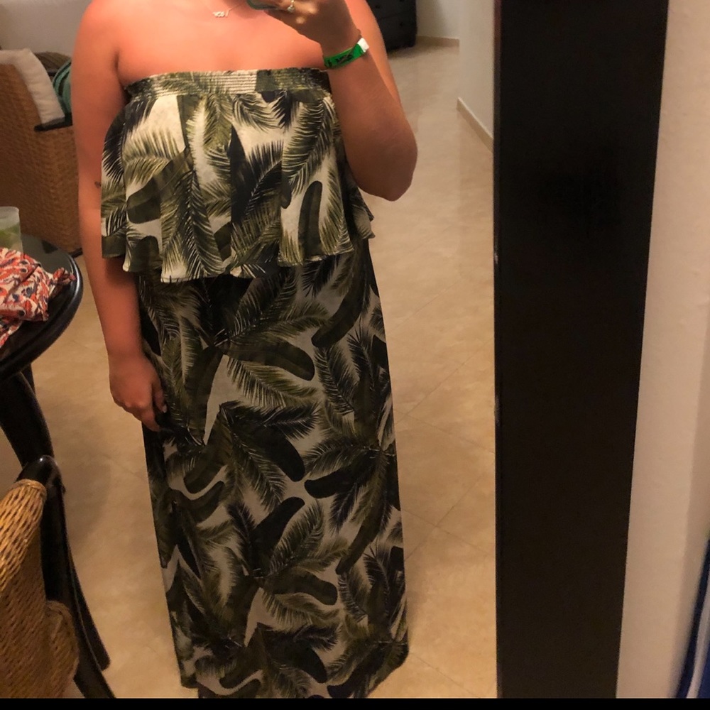 Palm leaf maxi dress